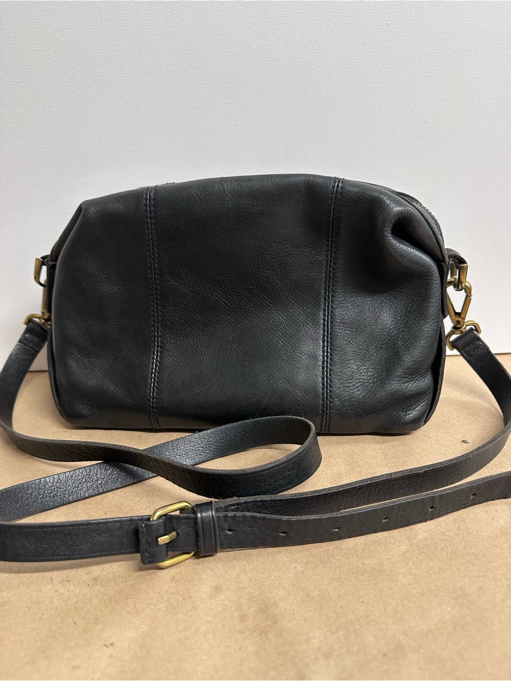 Classic Black Leather Crossbody Bag - MADEWELL mini